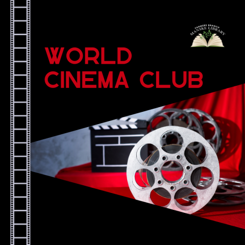 Photo of film reel with text reading World Cinema Club