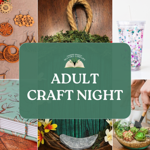 photo collage of various crafts with text "Adult Craft Night" 