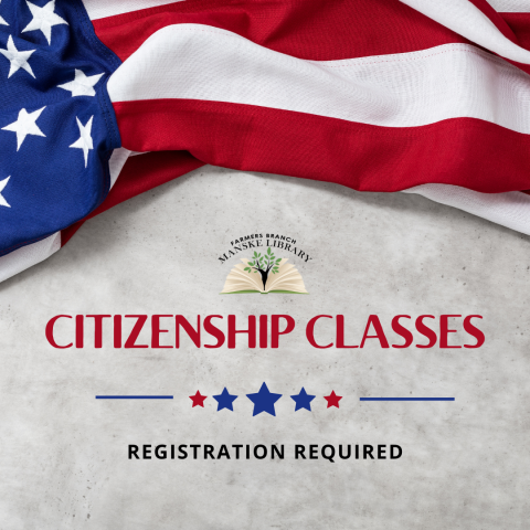 image of the U.S. flag with "citizenship classes" text