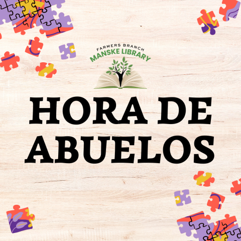 Image promoting "Hora de Abuelos" featuring graphics of puzzle pieces