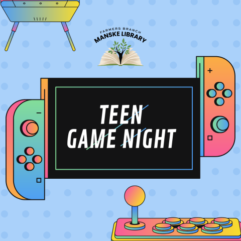 Graphics of gaming consoles to promote "Teen Game Night"