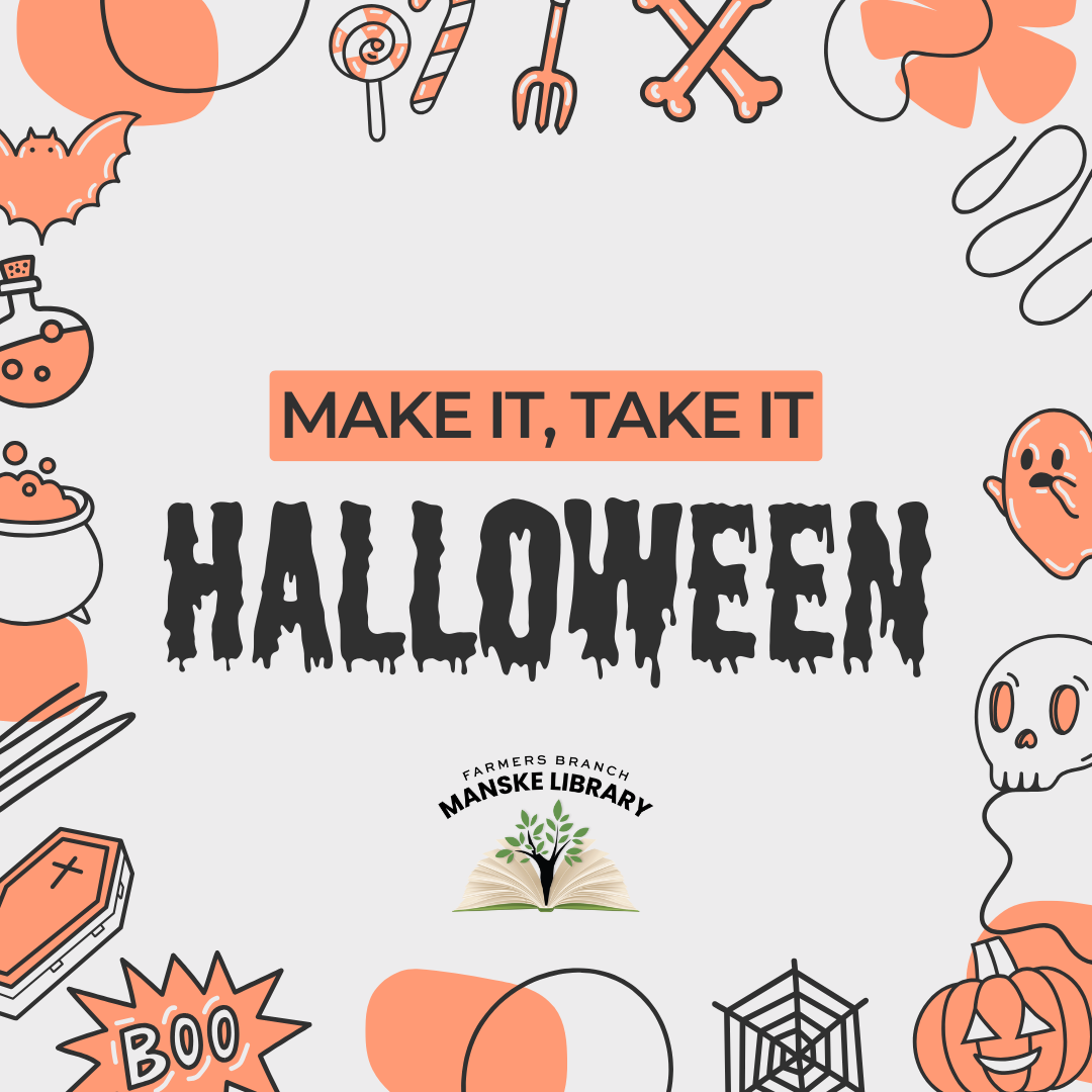 Graphic promoting Make It Take It Halloween with halloween icons as a border